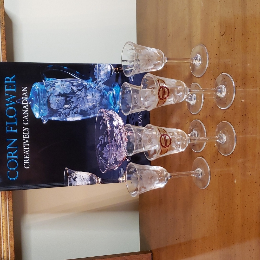 Vintage 6 Cornflower Hughes Corn Flower Liquor Glasses